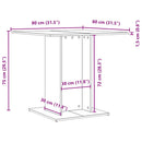 spisebord 80x80x75 cm konstrueret træ sort egetræsfarve