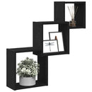væghylder 68x15x68 cm kubeformet konstrueret træ sort egetræ