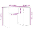 skrivebord 100x55x75 cm konstrueret træ sort egetræsfarve