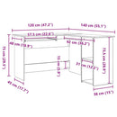 Hjørneskrivebord Sort eg 120 x 140 x 75 cm Konstrueret træ