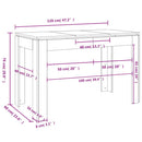 spisebord sort egetræ 120x60x76 cm konstrueret træ