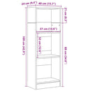 bogreol 40x24x109 cm konstrueret træ sort egetræsfarve