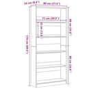 bogreol 80x24x176 cm konstrueret træ sort egetræsfarve