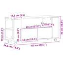 tv-bord med hjul 102x34,5x43 cm konstrueret træ sort egetræ