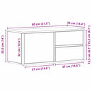 TV-skab med skuffe Sort eg 80 x 34 x 36 cm Konstrueret træ