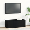 TV-skab med skuffe Sort eg 80x34x30 cm Konstrueret træ