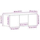 TV-skab med skuffe Sort eg 80x34x30 cm Konstrueret træ