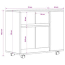 sidebord sort egetræ 70x35x60,5 cm konstrueret træ