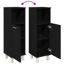 Badeværelsesskab Sort eg 30 x 30 x 95 cm Konstrueret træ