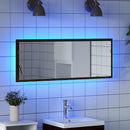 LED badeværelsesspejl med spejl Sort eg 100 x 8,5 x 37 cm Glas
