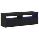 TV-skab med LED Sort eg 120 x 35 x 40 cm Konstrueret træ