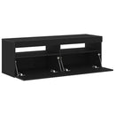 TV-skab med LED Sort eg 120 x 35 x 40 cm Konstrueret træ