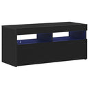 TV-skab med LED Sort eg 90 x 35 x 40 cm Konstrueret træ