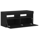 TV-skab med LED Sort eg 90 x 35 x 40 cm Konstrueret træ