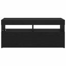 TV-skab med LED Sort eg 90 x 35 x 40 cm Konstrueret træ