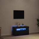 TV-skab med LED Sort eg 75 x 35 x 40 cm Konstrueret træ