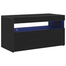 TV-skab med LED Sort eg 75 x 35 x 40 cm Konstrueret træ