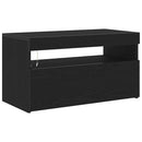 TV-skab med LED Sort eg 75 x 35 x 40 cm Konstrueret træ