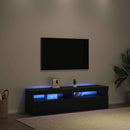 TV-skab med LED 2 pcs Sort eg 75 x 35 x 40 cm Konstrueret træ