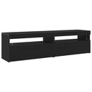 TV-skab med LED 2 pcs Sort eg 75 x 35 x 40 cm Konstrueret træ