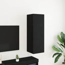 Væg TV Skab Sort eg 30,5 x 30 x 90 cm Konstrueret træ