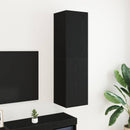 Væg TV Skab Sort eg 30,5 x 30 x 110 cm Konstrueret træ
