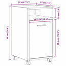 Vogn med sidekabinett Sort eg 33 x 38 x 60 cm Konstrueret træ