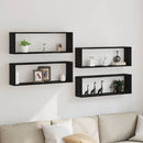 Væghylder 4 pcs Sort eg 80 x 15 x 26 cm Konstrueret træ