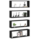 Væghylder 4 pcs Sort eg 80 x 15 x 26 cm Konstrueret træ