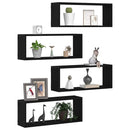 Væghylder 4 pcs Sort eg 60 x 15 x 23 cm Konstrueret træ