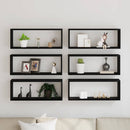 Væghylder 6 pcs Sort eg 60 x 15 x 23 cm Konstrueret træ