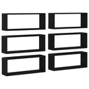 Væghylder 6 pcs Sort eg 60 x 15 x 23 cm Konstrueret træ