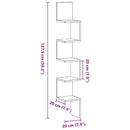 Hjørnehylde Sort eg 20 x 20 x 127,5 cm Konstrueret træ