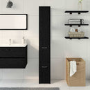 Badeværelsesskab Sort eg 25 x 25 x 170 cm Konstrueret træ