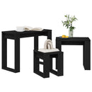 Indskudsborde 3 stk. Sort eg 61 x 28 x 47 cm Konstrueret træ