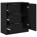 Sideboard med skuffe Sort eg 60 x 30 x 70 cm Konstrueret træ