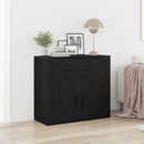Sideboard med skuffe Sort eg 80 x 33 x 70 cm Konstrueret træ
