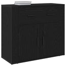 Sideboard med skuffe Sort eg 80 x 33 x 70 cm Konstrueret træ