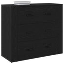 Sideboard med skuffe Sort eg 80 x 33 x 70 cm Konstrueret træ