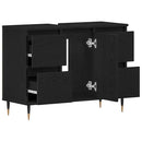 Badeværelsesskabsunder Sort eg 80 x 33 x 60 cm Konstrueret træ
