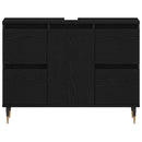 Badeværelsesskabsunder Sort eg 80 x 33 x 60 cm Konstrueret træ
