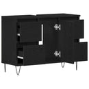 Badeværelsesskabsunder Sort eg 80 x 33 x 60 cm Konstrueret træ