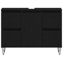 Badeværelsesskabsunder Sort eg 80 x 33 x 60 cm Konstrueret træ