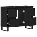 Badeværelsesskab Sort eg 80 x 33 x 60 cm Konstrueret træ