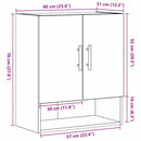 Væghængt skab Sort eg 60 x 31 x 70 cm Konstrueret træ