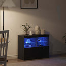 LED Sideboard Sort 81 x 37 x 66,5 cm Konstrueret træ