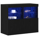 LED Sideboard Sort 81 x 37 x 66,5 cm Konstrueret træ
