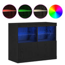 LED Sideboard Sort 81 x 37 x 66,5 cm Konstrueret træ