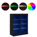LED Sideboard Sort eg 81 x 37 x 100 cm Konstrueret træ