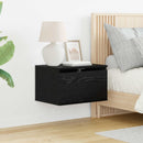 Vægmonteret natbord med skuffe 2 pcs Sort eg 50 x 36 x 30 cm